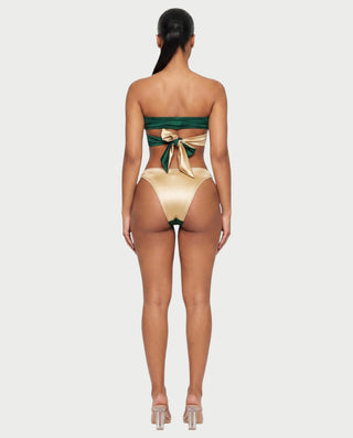 CENZA Colorblock Bandeau Tie-Back Bikini Set