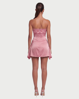 YULA Ruched Bodice Flared Mini Dress