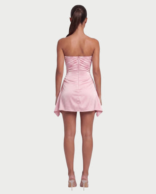 YULA Ruched Bodice Flared Mini Dress