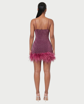 LURESSA Feather Trim Bodycon Mini Dress