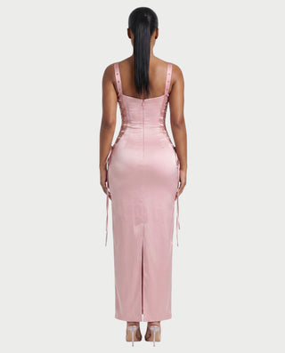 SERAVIA Side Lace-Up Bodycon Maxi Dress
