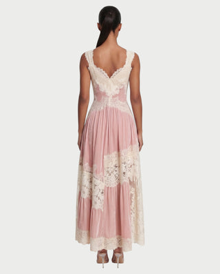 LYSANDRA Lace & Velvet Midi Dress