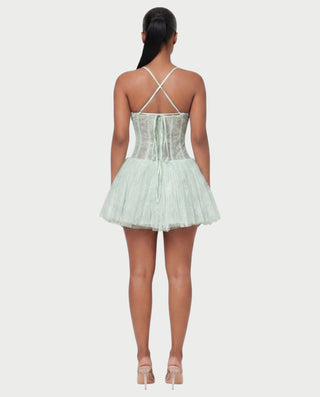 REZE Lace Mesh Tie-Back Mini Dress