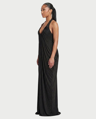 PALMORA Pleated Halter Backless Maxi Dress