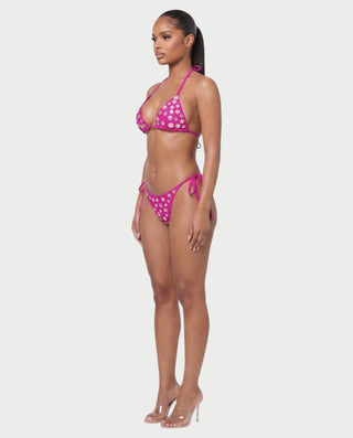 LUCENZA Iridescent Shell Button Triangle Bikini Set