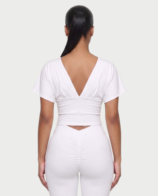 SALEN Plunge Flutter Sleeve Top & Capri Leggings Set