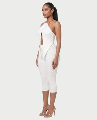 ALORNA Metal Ring Halter Top & Capri Pants Set