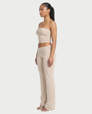 SHERYA Strapless Tube Top & Foldover Flare Pants Set