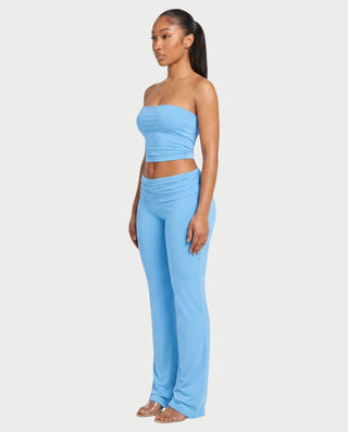SHERYA Strapless Tube Top & Foldover Flare Pants Set