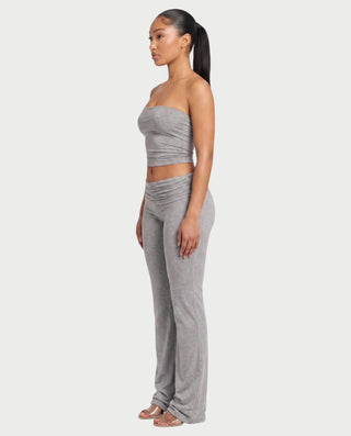 SHERYA Strapless Tube Top & Foldover Flare Pants Set