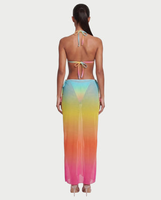 AVELIYA Ombre Bikini & Sheer Maxi Skirt Three-piece Set