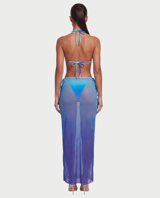 AVELIYA Ombre Bikini & Sheer Maxi Skirt Three-piece Set