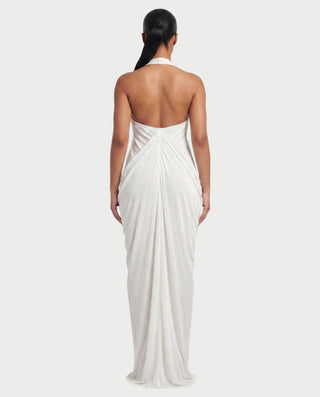 PALMORA Pleated Halter Backless Maxi Dress
