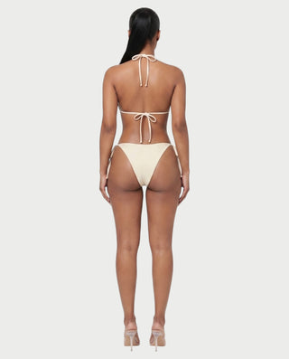 LUCENZA Iridescent Shell Button Triangle Bikini Set