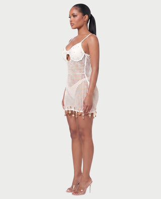 LUMINA Crochet Cutout Cover-Up Mini Dress