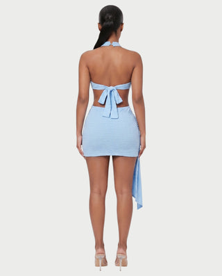 NOVALIE Starfish Cutout Ruched Halter Mini Dress