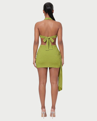 NOVALIE Starfish Cutout Ruched Halter Mini Dress
