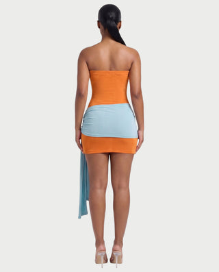 SOLENZA Strapless Sarong Tie Mini Dress
