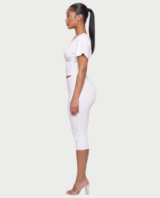 SALEN Plunge Flutter Sleeve Top & Capri Leggings Set
