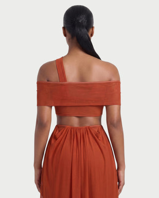 HACEY Draped Cutout Off-Shoulder Maxi Dress