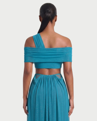 HACEY Draped Cutout Off-Shoulder Maxi Dress