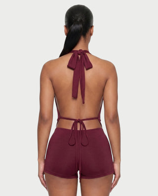 JENE Cowl Halter Top & Shorts Set