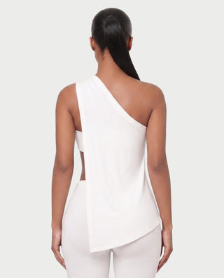 AVELISE One-Shoulder Ring Drape Top & Capri Pants Set