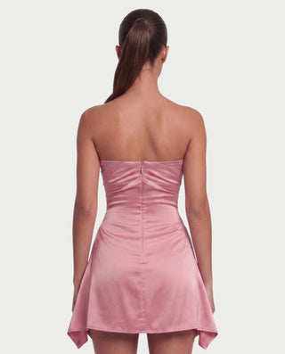 YULA Ruched Bodice Flared Mini Dress