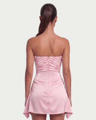 YULA Ruched Bodice Flared Mini Dress