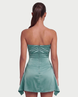 YULA Ruched Bodice Flared Mini Dress
