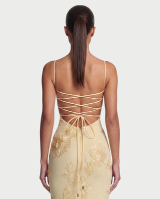 FLORELLE Floral Embroidered Corset Gown