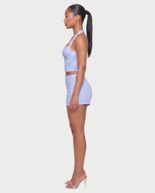 TRILA Polka Dot Halter Corset Top & Shorts Set
