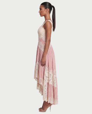LYSANDRA Lace & Velvet Midi Dress