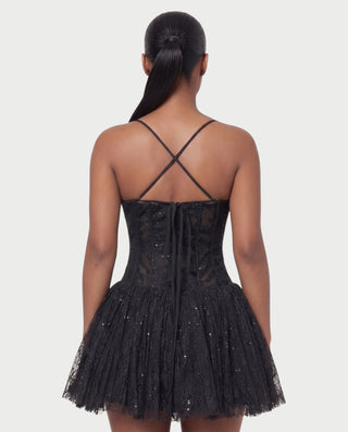 REZE Lace Mesh Tie-Back Mini Dress