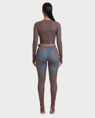 ZABETH Wrap-Front Long Sleeve Top & Leggings Set