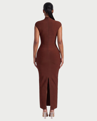 ESMERAY Mock Neck Bandage Maxi Dress