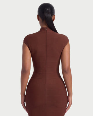 ESMERAY Mock Neck Bandage Maxi Dress