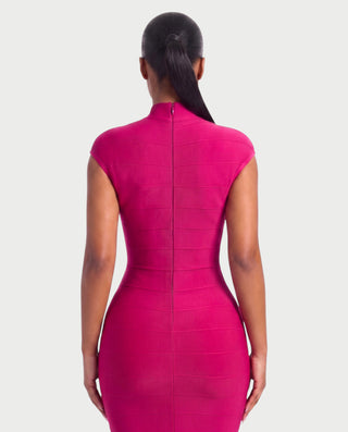 ESMERAY Mock Neck Bandage Maxi Dress