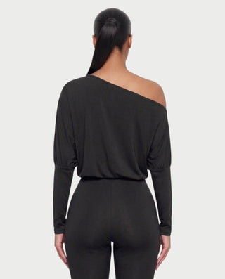 ZAFRINA One-Shoulder Blouson Top & Capri Pants Set