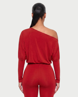 ZAFRINA One-Shoulder Blouson Top & Capri Pants Set