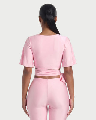 REMINA Three-Piece Square Neck Wrap Sash & Capri Pants Set