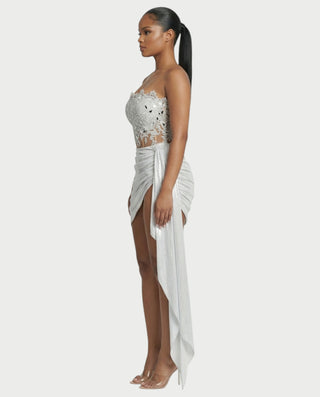 TULIPS Mirror Appliqué Lace-Up Mini Dress