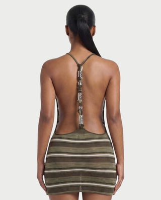 RICHY Striped Open-Back Cover-Up Mini Dress