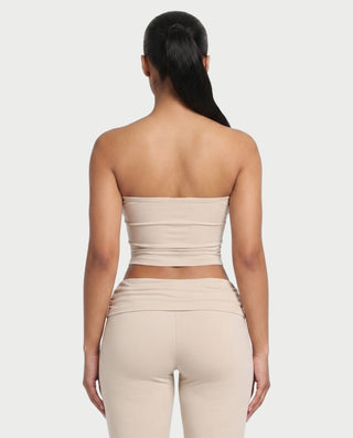 SHERYA Strapless Tube Top & Foldover Flare Pants Set
