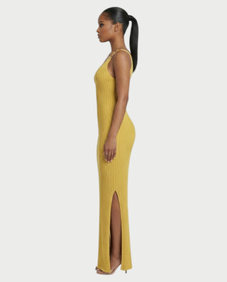 Vestido midi con flecos y escote pronunciado de LIRRA