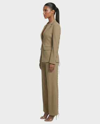 XAVIA Lace-Up Back Blazer & Trouser Set