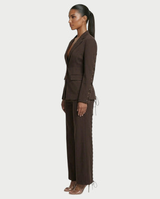 XAVIA Lace-Up Back Blazer & Trouser Set