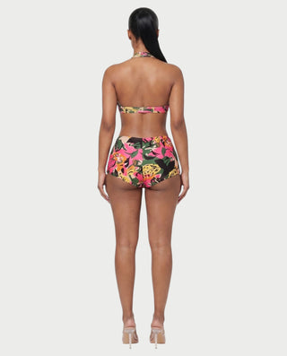 ARLITA Abstract Print Halter Bra Top & Mini Shorts Set