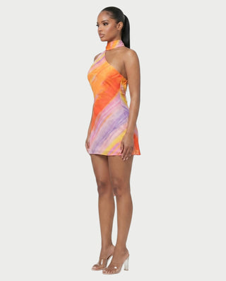 Vestido mini con cuello halter y espalda descubierta ATHENA