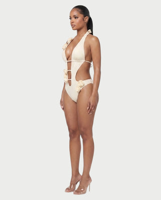 RAMONA Pearl Accent Floral One-Piece Swimsuit